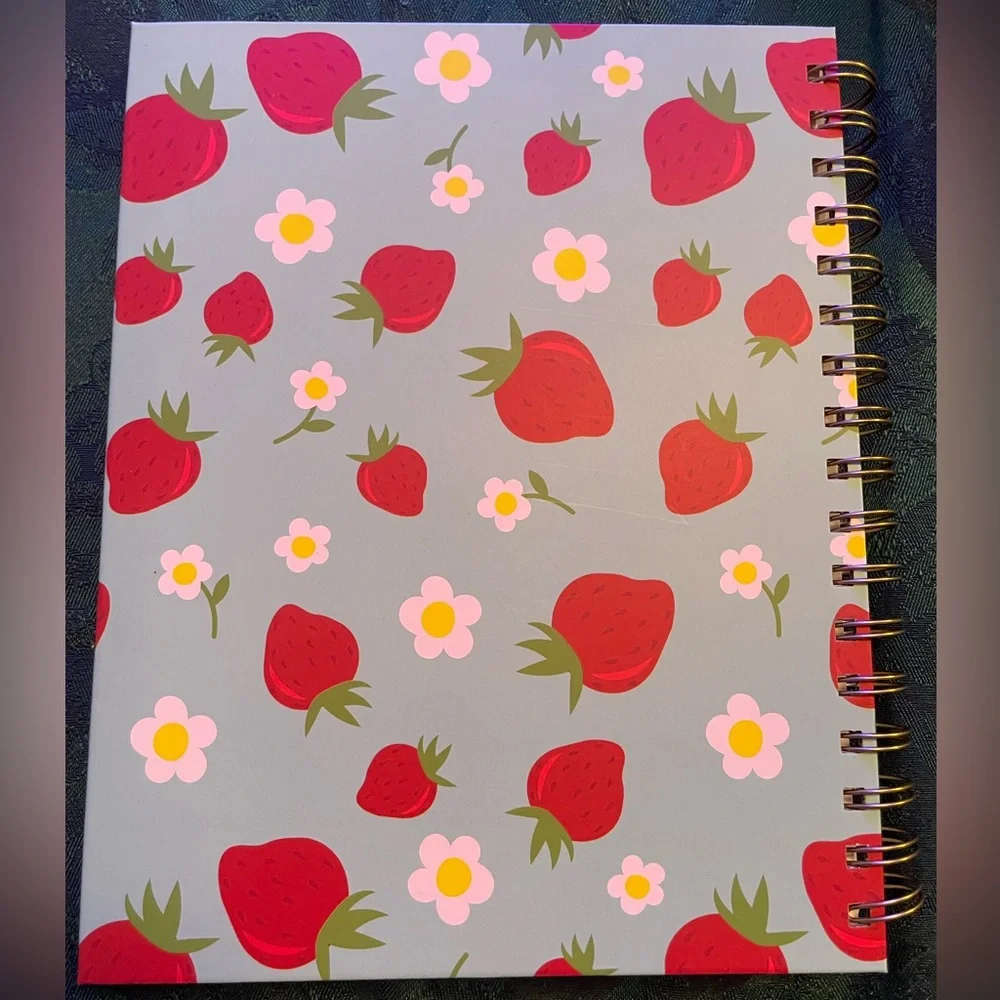 🍓Hardcover 2026 Organizational Spiral Planner, Blue with Strawberries & Flowers